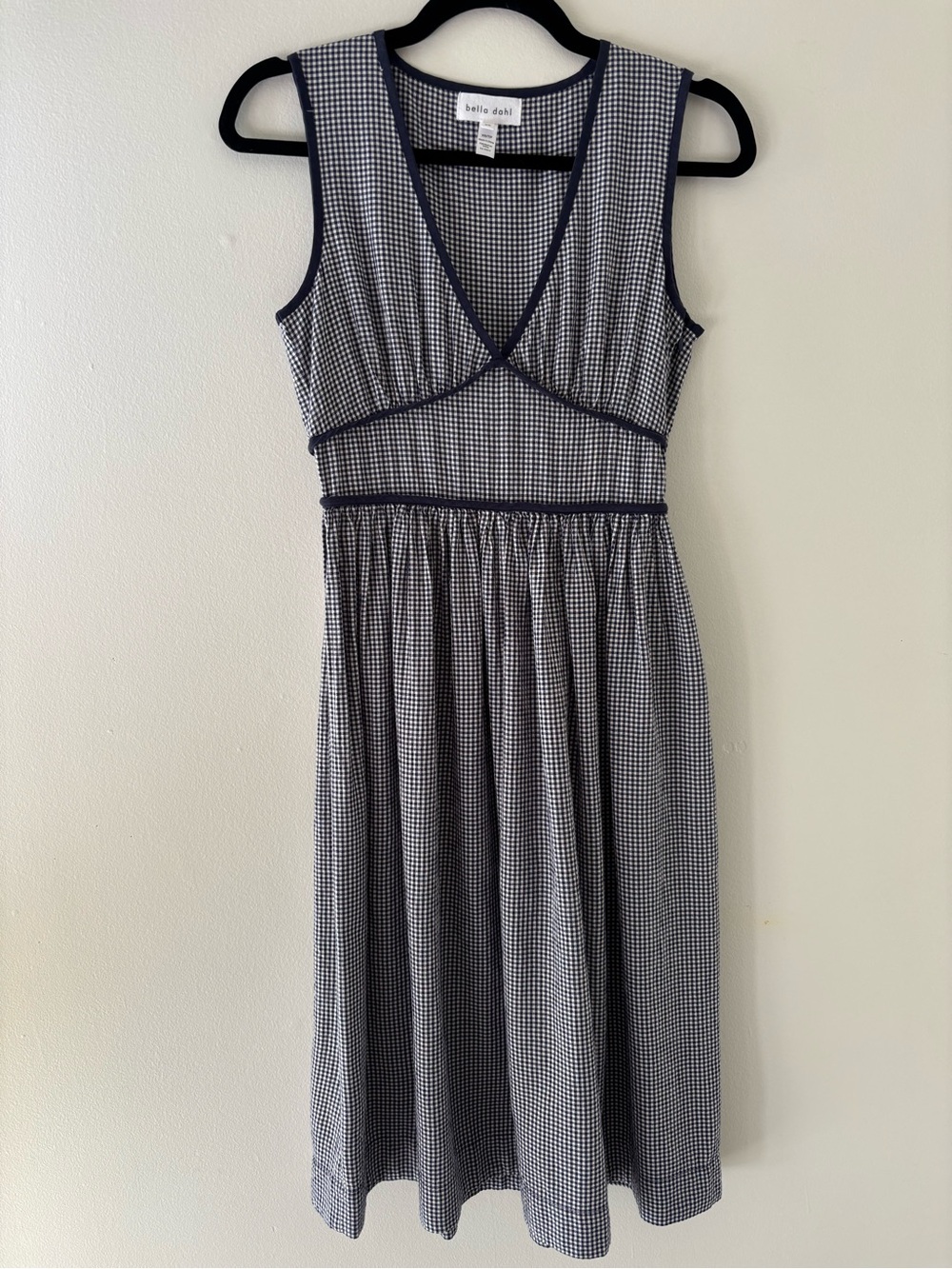 Bella Dahl Navy and White Gingham Sleeveless Dress